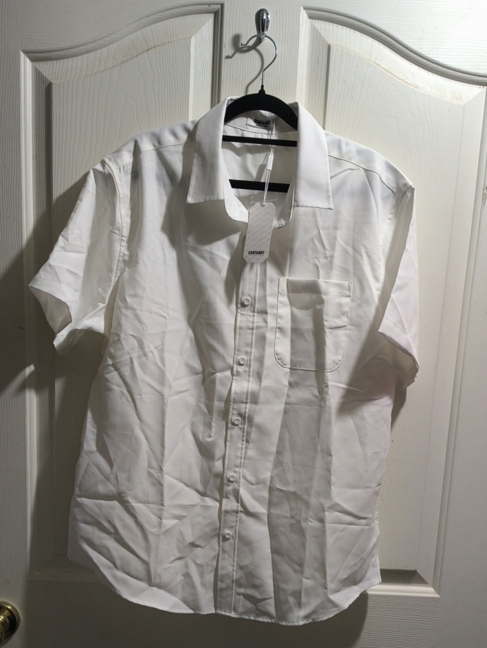 Men's Short-Sleeve White Button-Down Shirt by